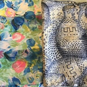 3 Neck SCARVES Bundled together. Shades of Blue.60” long. 42” long.